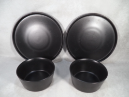Stone Lain Celina Stoneware 4 Piece Dinner Plates Bowls Black Matte Dish - $12.82