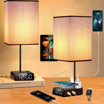 Table Lamps for Bedroom Set of 2 - Touch Bedside Lamp with Wireless Charger &amp; 2 - £208.71 GBP