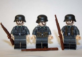 Minifigure Custom Toy German WW2 Army soldier set of 3 deluxe printing - £15.21 GBP
