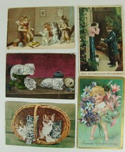5 Vintage Postcards Cats Bum Birthday Tuck Mitchell Bamforth 1909 1911 1913 - £10.26 GBP
