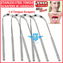  Tongue Scraper Cleaner Stainless Steel Dental Fresh Breath Cleaning Ora... - $7.99+
