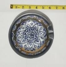 Elegatant Vtg ACF Japanese Porcelain Pewter Ashtray Decorated 6&quot; - £19.22 GBP