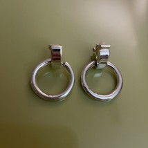 Vintage Sliver Plated Hoop Dangle Clip On Earrings  - £3.18 GBP