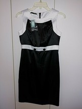Maurices Ladies BLACK/WHITE Sleeveless Straight DRESS-3/4-NWT-$44-SATIN Look - £11.67 GBP
