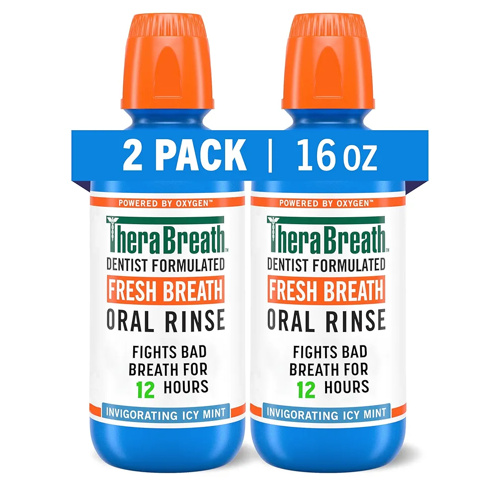 TheraBreath Fresh Breath Mouthwash, Icy Mint Flavor, Alcohol-Free, 16 Fl... - $23.00