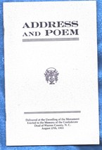 Address &amp; Poem Delivered Confederate Monument-Warren County, NC Booklet-20 pages - £6.43 GBP