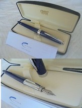Cross Aventura Penna Stilografica Blu E Acciaio +Gar + Scatola Blue Fountain Pen - £30.36 GBP