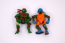 Lot of 2 TMNT Teenage Mutant Ninja Turtles Figures Leonardo &amp; Rafael - £9.46 GBP