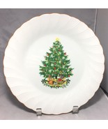 Sheffield Holiday 10&quot; dinner plate Christmas Tree &amp; Brown Rim decorated ... - £6.99 GBP
