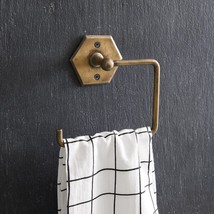 Antique Brass Finish Towel Hook Holder - Farmhouse Country Rustic  - Set... - £45.44 GBP