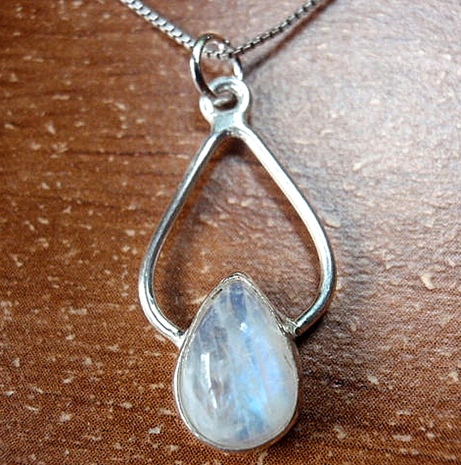Primary image for Moonstone Dewdrop 925 Sterling Silver Pendant  Hoop New Imported from India