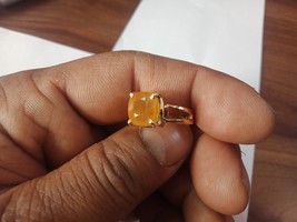 925 Sterling Silver Natural Squre Cut 4ct Yellow Sapphire Ring for Unisex Size 7 - £54.79 GBP