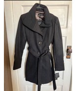Steve Madden Black Belted Peacoat Trench Coat Winter Jacket Size M - $1,140.41 MXN