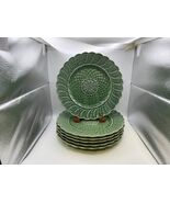 Set of 6 Bordallo Pinheiro Portugal BASKETWEAVE Green Dinner Plates # - €213,41 EUR