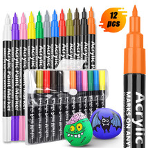 12PCS Colors Acrylic Paint Pens DIY Marker Set Waterproof Premium Extra Fine Tip - £18.97 GBP