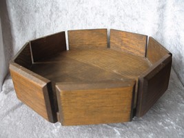 Vintage 10&quot;  Octagon Wooden Serving Dish Tray with Pedestal Stand Handmade - £29.59 GBP