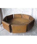 Vintage 10&quot;  Octagon Wooden Serving Dish Tray with Pedestal Stand Handmade - £29.05 GBP
