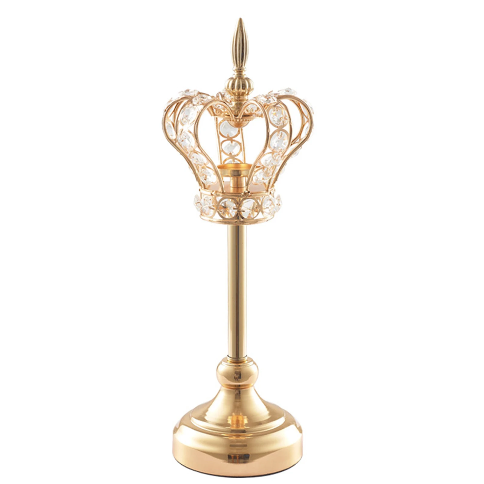 Creative Crown Crystal Candlestick Wrought  Candle Holder Ornament For H... - £167.75 GBP