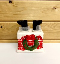 Santa Salt and Pepper Shakers Chimney Christmas Humor Ceramic Holly Hill OB - $425.05 MXN