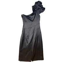 Karen Millen Dress 4 One Shoulder Silk Satin Black - £44.21 GBP