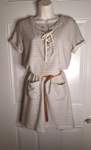 Roxy Short Sleeve Lace-Up Casual Stripe Dress Size Small - $20.89