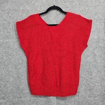 Vintage Jason Maxwell Womans Sweater Large Red Scoop Neck Sleeveless Flu... - £9.51 GBP