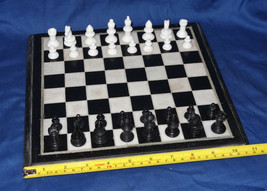11&quot; Black Marble Chess Black &amp; White Board Traditional Handmade Play Gif... - $354.26