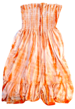 Women&#39;s Orange White Sundress Beach Coverup Bust Stretches Knit Knot Eas... - $8.86