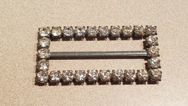 True Vintage Style 2 3/4&quot; x 1 1/4&quot; Rhinestone Slider Sash Belt Buckle - £31.34 GBP