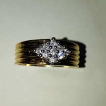 14K Yellow Gold Plated 0.10 Ct Round Cut Moissanite Engagement Wedding Ring Band - £80.30 GBP