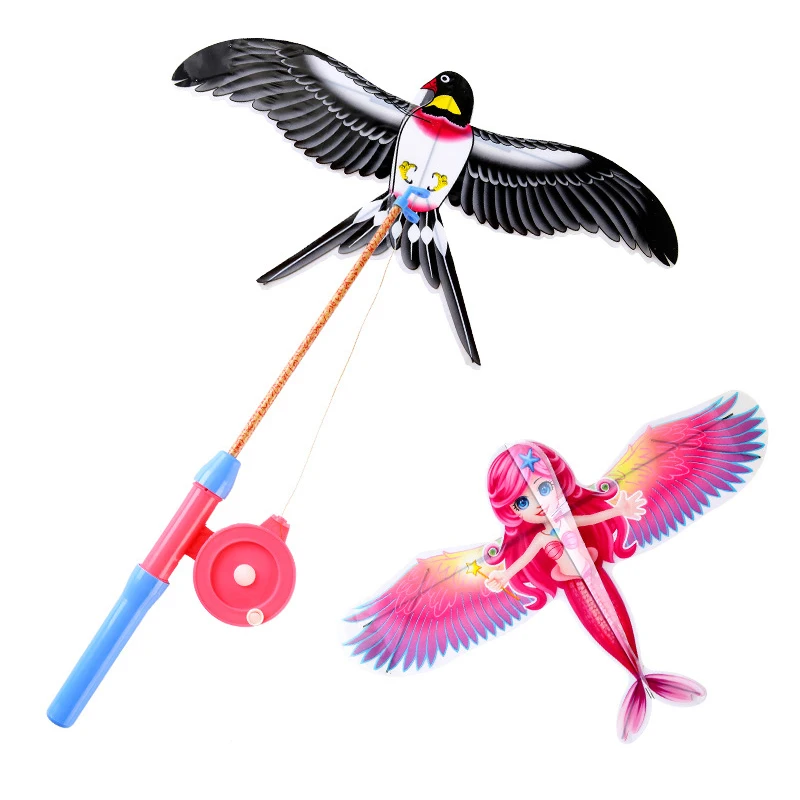 Cartoon Children Kite Mini Plastic Toys Kite + 40cm Hand Brake Fishing Rod - £9.08 GBP