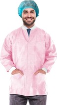 Disposable Lab Jackets, 29&quot; Long 10/PK Light Pink Hip-Length Work Gowns ... - £26.03 GBP