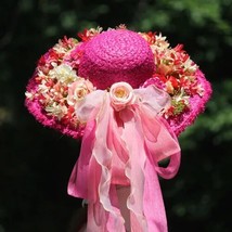Handmade Straw Bag Women Fashion Flower Summer Beach Bag Weave Raffia Rattan Hat - £156.39 GBP