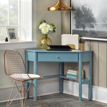 Blue Wooden Corner Desk Laptop Writing Student Home Office Furniture Table - £175.91 GBP