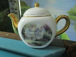 Thomas Kinkade teapot "Home is where the Heart is", signed IN  PLATE TELEFLORA  - $74.25