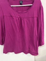 Rafaella Studio Pullover Top Women&#39;s Size Large Purple Scoop Neck 3/4 Sleeves - £7.81 GBP