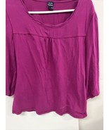 Rafaella Studio Pullover Top Women&#39;s Size Large Purple Scoop Neck 3/4 Sl... - £7.90 GBP