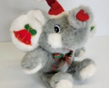 Rare Vintage Cuddle Wit Christmas Elephant Stuffed Animal Plush Red Gree... - $12.86
