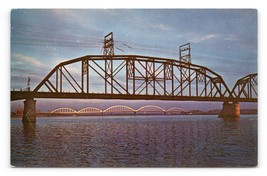 Centennial Bridge at  Sunset Rock Island Illinois IL UNP Chrome Postcard P5 - £3.85 GBP