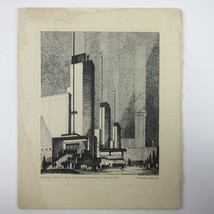 Leon Rene Pescheret Etching Vintage 1933 Chicago World&#39;s Fair General Exhibits - £23.88 GBP