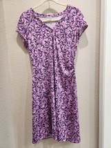 Athleta Dress Womens LARGE Nectar Faux Wrap Purple Abstract Print Athletic Midi - $24.75