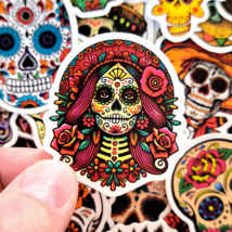 50 PCS Mexican Skeleton Sticker Pack, Calavera Stickers, Catrina Stickers - $10.50