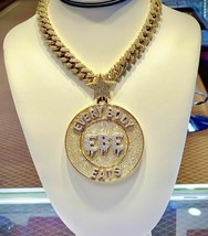 Men&#39;s Customized Natural Moissanite 15mm x 20&quot; Long Cuban Necklace Pendant - £2,348.95 GBP