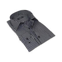 Men's Shirt By CASILA Turkey Cotton Blend Long Sleeves 502050-01 Black Checker image 5
