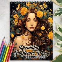 Beautiful Sunflower Fairy Spiral Coloring Book to Relax and Unwind - £13.30 GBP