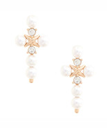 New Pearl Bead Cross Dangle Earrings - €10,66 EUR
