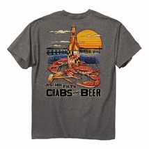 Just Here for the Crabs and Beer Short Sleeve T-Shirt  NEW Fast Free Ship - $24.95+