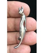 CAT Brooch Pin in Sterling Silver - 1 3/4 inches - Vintage - £27.91 GBP