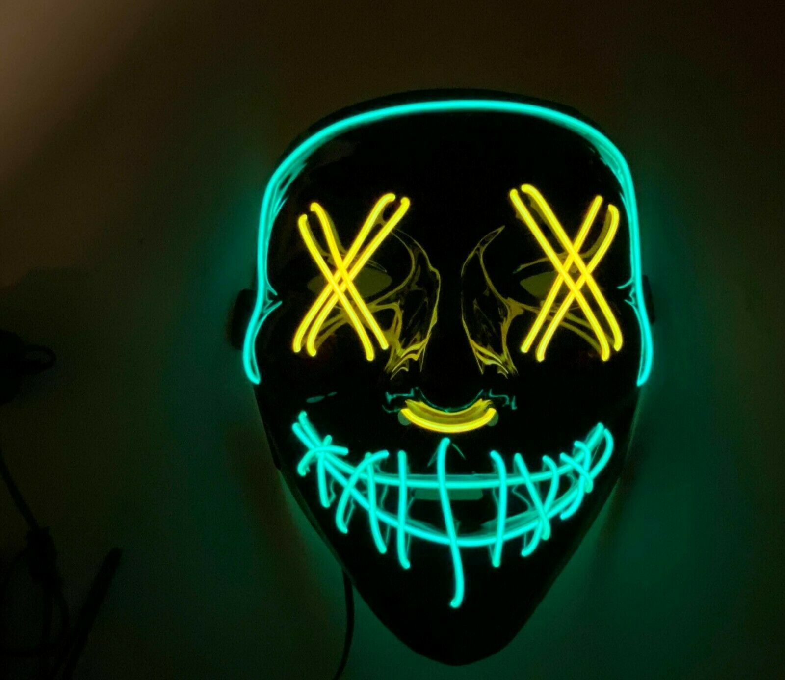 Primary image for LED Halloween Mask Purge EL Wire 2 COLOR Glow Light up Mask Yellow Blue