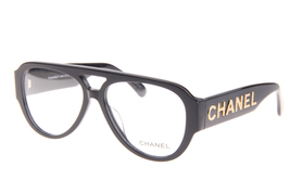CHANEL CH 3397B Black Acetate Frame &amp; Transparent Lens Pilot Eyeglasses - £167.86 GBP